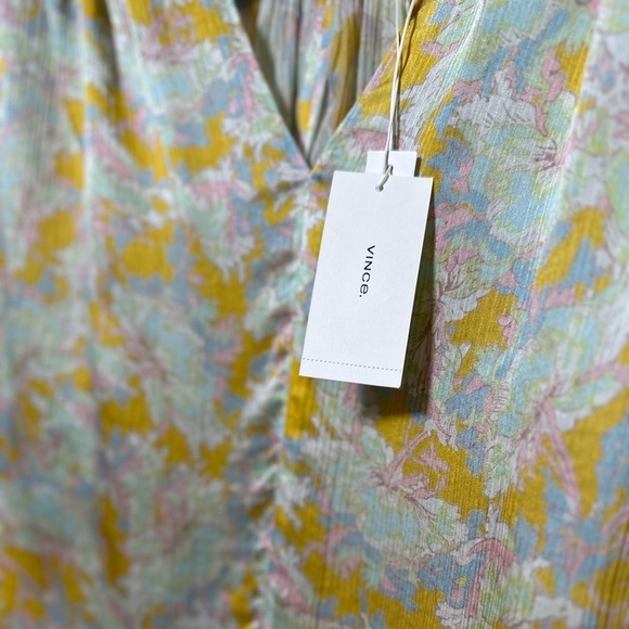 🅽🅴🆆 Vince Lotus Ruched Dolman Sleeve Silk Floral Short-Sleeve Blouse, M - Picture 16 of 17